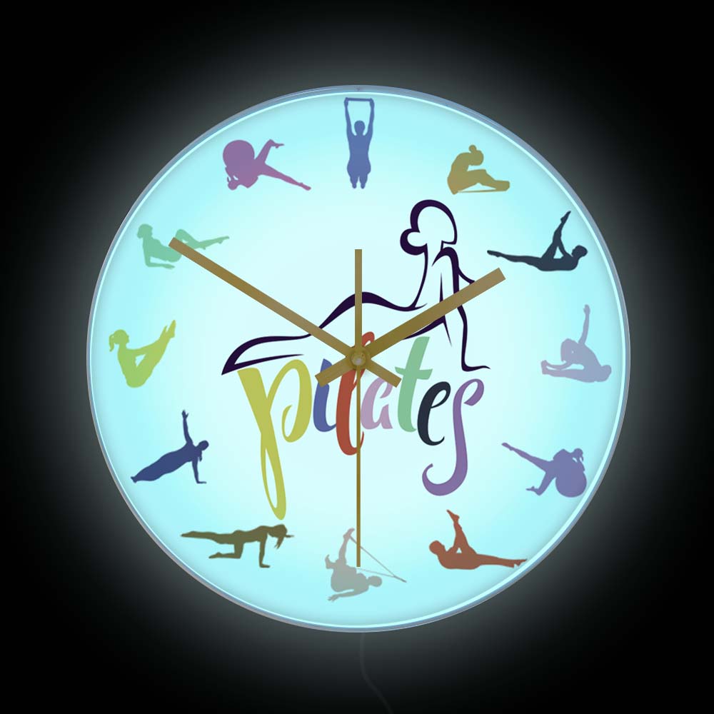 Pilates Yoga Room - Orologio da Parete con Stampa Colorata